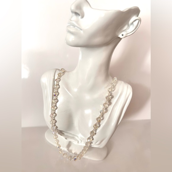 Vintage 1950s aurora borealis crystal bead necklace - Picture 2 of 6